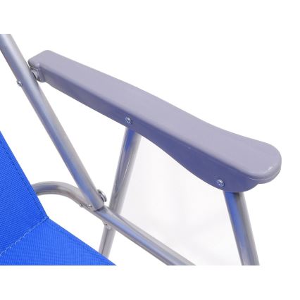 Cadeira de campismo dobrável azul/cromada mate