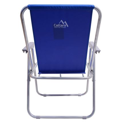 Cadeira de campismo dobrável azul/cromada mate