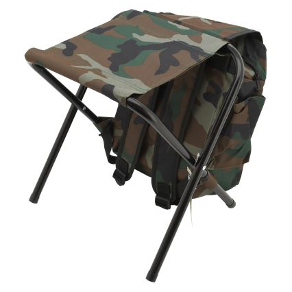 Cadeira de campismo dobrável com mochila camuflada