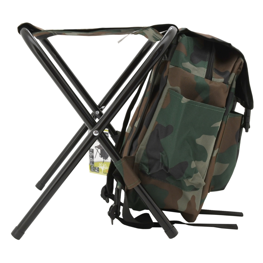 Cadeira de campismo dobrável com mochila camuflada