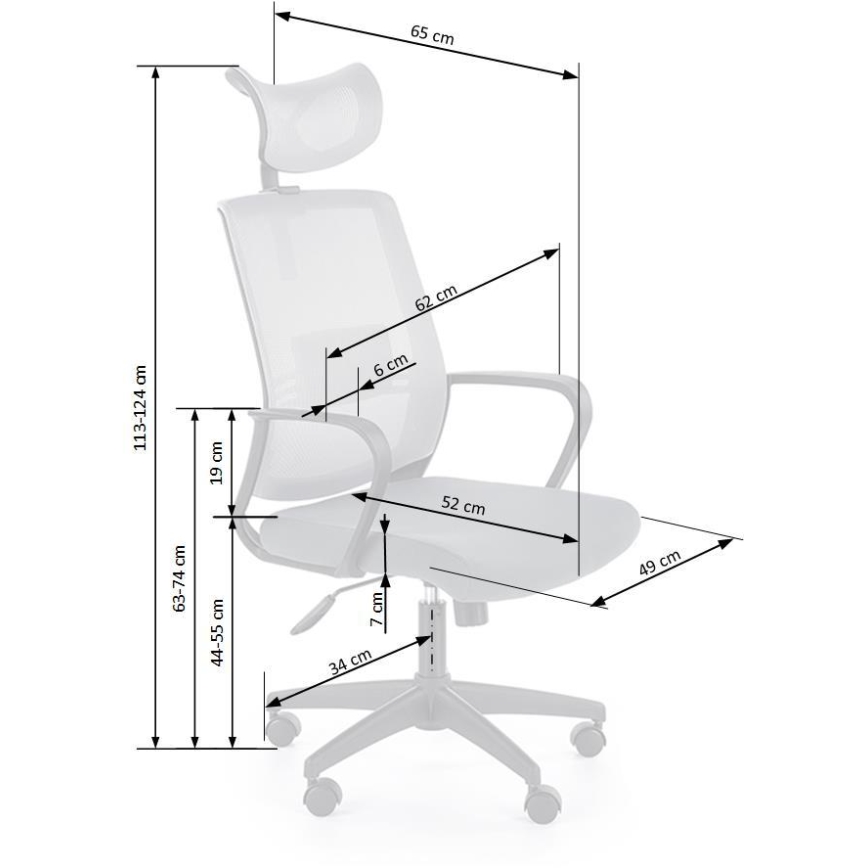 Cadeira de escritório ergonómica ARSEN cinzento