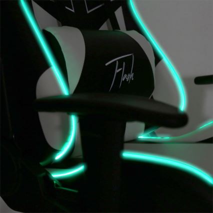 Cadeira de jogo VARR Flash com retroiluminação LED RGB + controlo remoto preto/branco