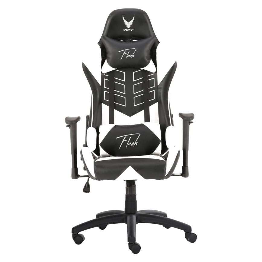 Cadeira de jogo VARR Flash com retroiluminação LED RGB + controlo remoto preto/branco