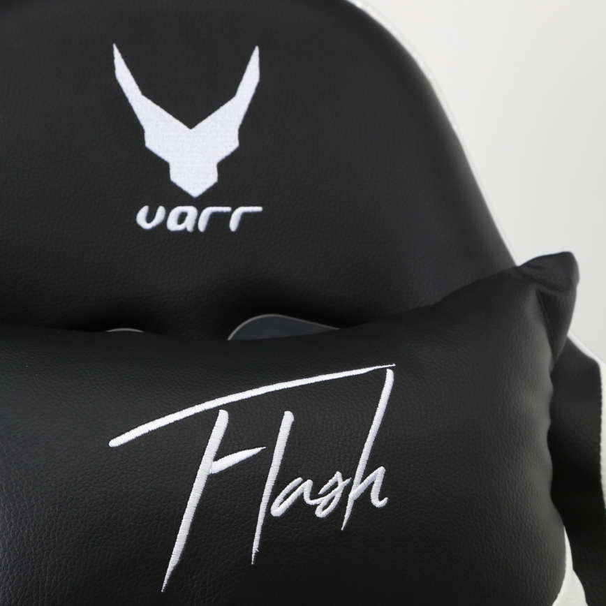 Cadeira de jogo VARR Flash com retroiluminação LED RGB + controlo remoto preto/branco