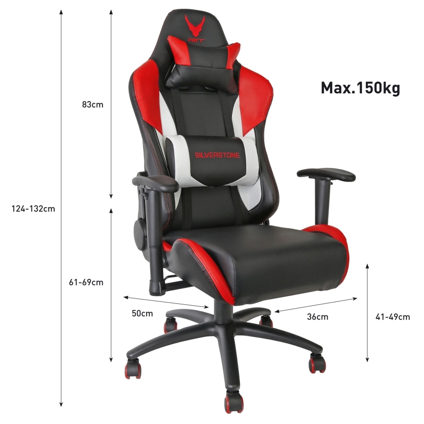 Cadeira de jogo VARR Silverstone preto/vermelho
