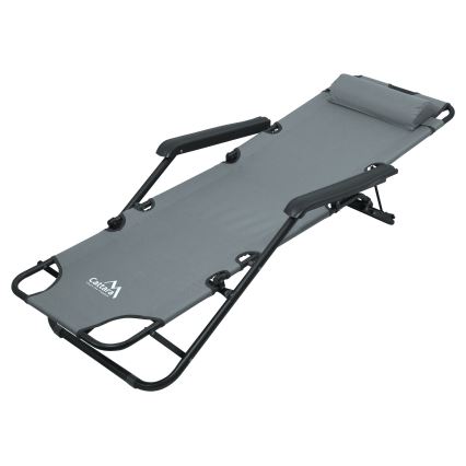 Cadeira dobrável ajustável cinzento/preto