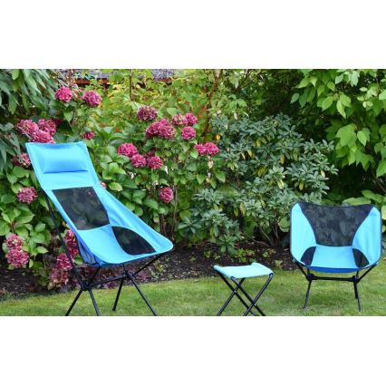 Cadeira dobrável de campismo azul 63 cm