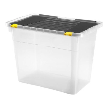 Caixa de arrumação 100 l preto/transparente