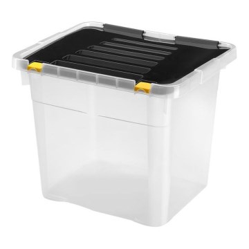 Caixa de arrumação 36 l preto/transparente