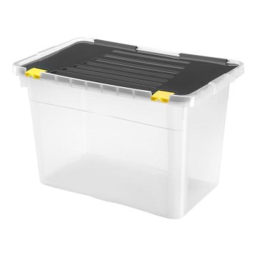 Caixa de arrumação 54 l preto/transparente