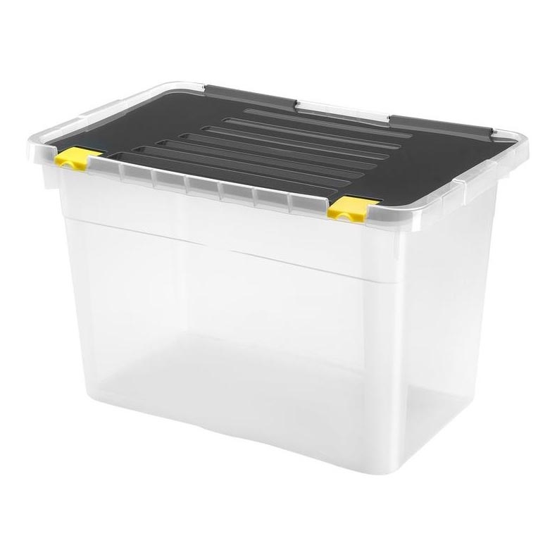 Caixa de arrumação 54 l preto/transparente