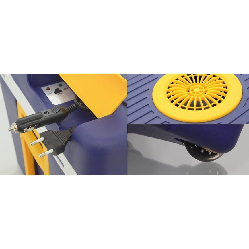 Caixa frigorífica portátil com rodas 60W/230/12V 50 l azul/amarelo