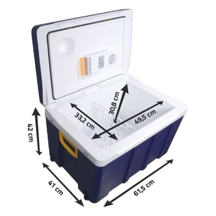 Caixa frigorífica portátil com rodas 60W/230/12V 50 l azul/amarelo