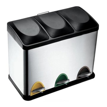 Caixote do lixo para reciclagem 24 L preto/inox