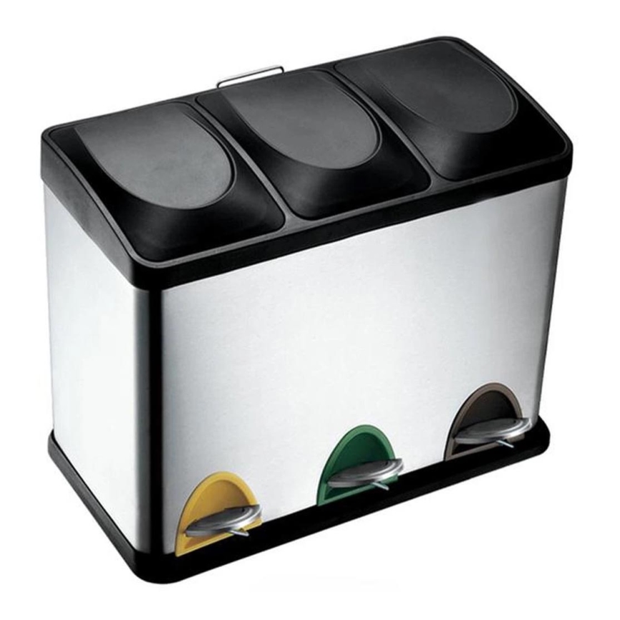 Caixote do lixo para reciclagem 24 L preto/inox