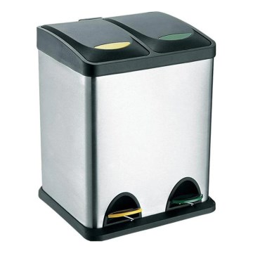 Caixote do lixo para resíduos selecionados 16 l preto/aço inoxidável