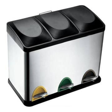 Caixote do lixo para resíduos selecionados 45 l preto/aço inoxidável