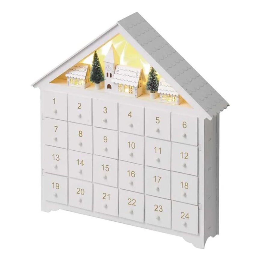 Calendário de Advento LED 8xLED/2xAA branco