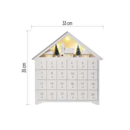 Calendário de Advento LED 8xLED/2xAA branco