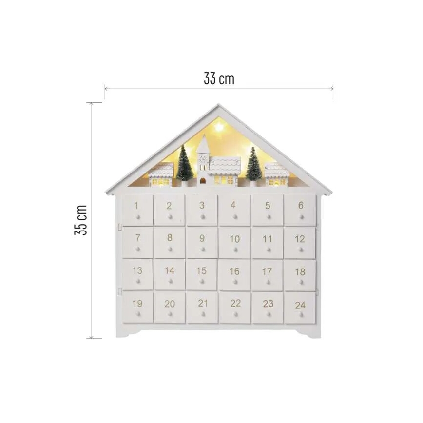 Calendário de Advento LED 8xLED/2xAA branco
