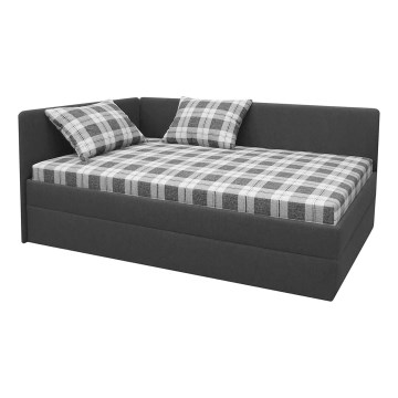 Cama almofada com cabeceira L/R universal ARLY 110x200 cm antracite/branco