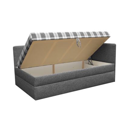 Cama almofada com cabeceira L/R universal ARLY 110x200 cm antracite/branco