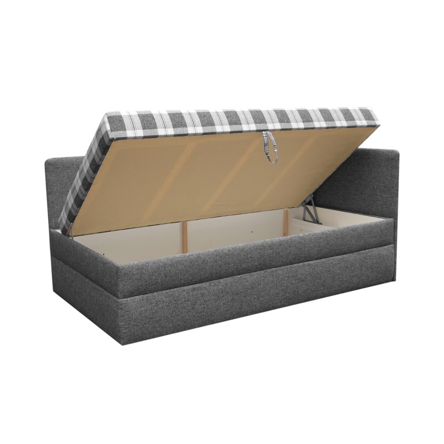 Cama almofada com cabeceira L/R universal ARLY 110x200 cm antracite/branco