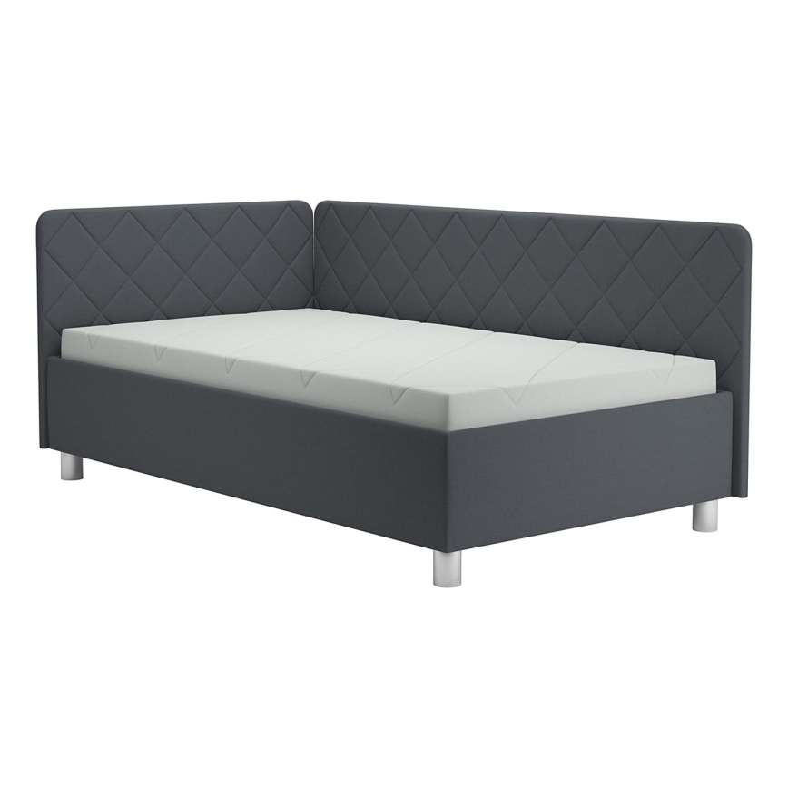Cama almofada com espaço de armazenamento e colchão EMILE 110x200 cm cinzento