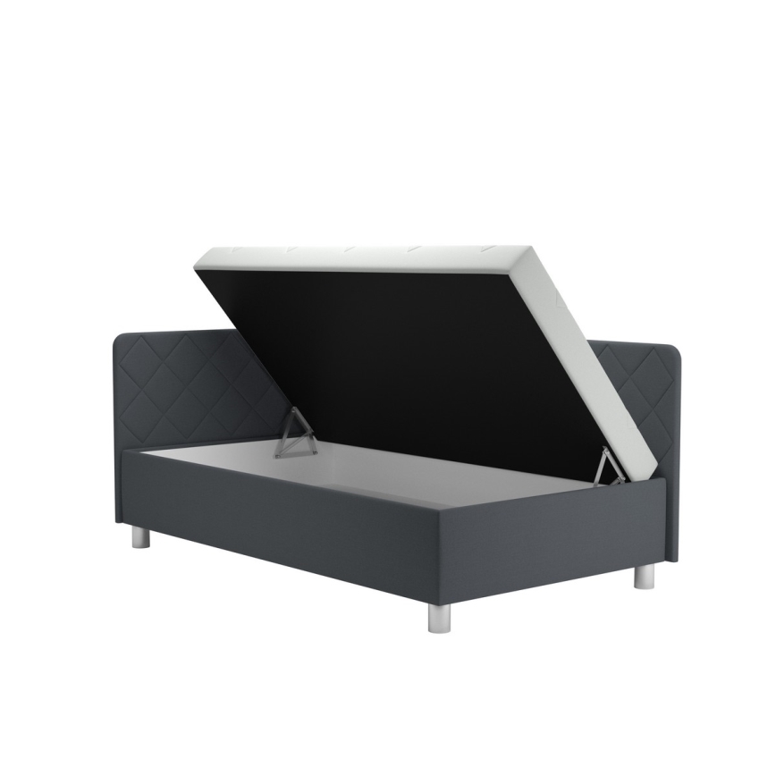 Cama almofada com espaço de armazenamento e colchão EMILE 110x200 cm cinzento