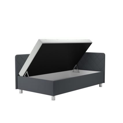Cama almofada com espaço de armazenamento e colchão EMILE 110x200 cm cinzento