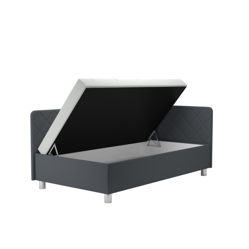 Cama almofada com espaço de armazenamento e colchão EMILE 110x200 cm cinzento