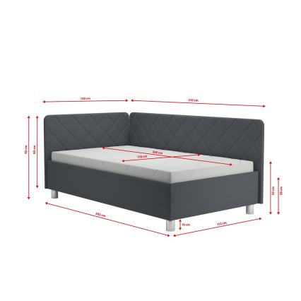 Cama almofada com espaço de armazenamento e colchão EMILE 110x200 cm cinzento
