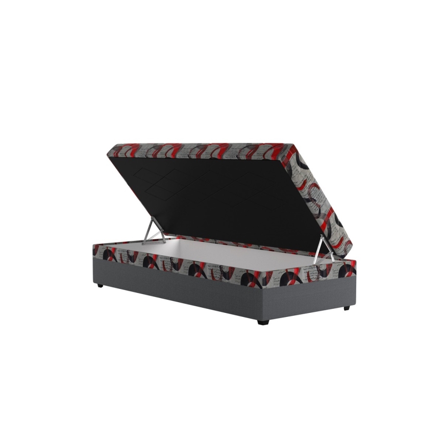Cama almofada com espaço de armazenamento ESTEL 90x200 cm cinzento