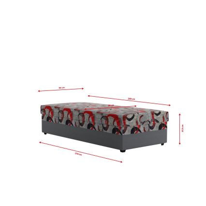 Cama almofada com espaço de armazenamento ESTEL 90x200 cm cinzento