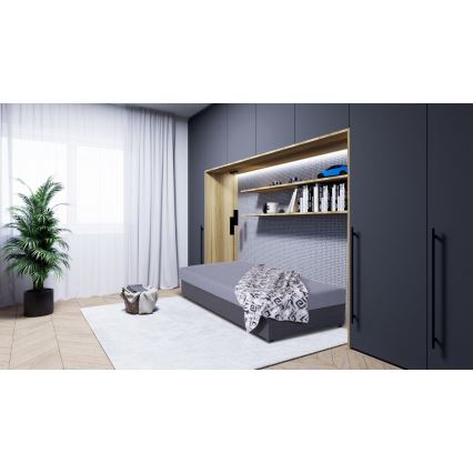 Cama almofada com espaço de armazenamento JACOB XL capacidade de carga 130 kg 90x200 cm cinzento