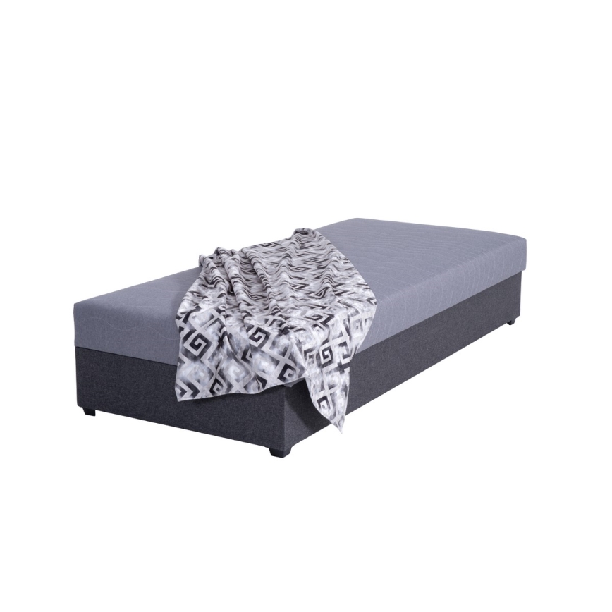 Cama almofada com espaço de armazenamento JACOB XL capacidade de carga 130 kg 90x200 cm cinzento