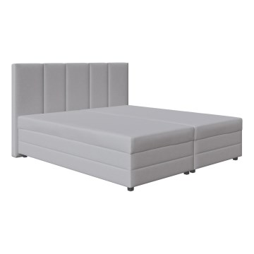 Cama almofadada com colchão de molas e espaço de arrumação ISABEL 160x200 cinzento claro