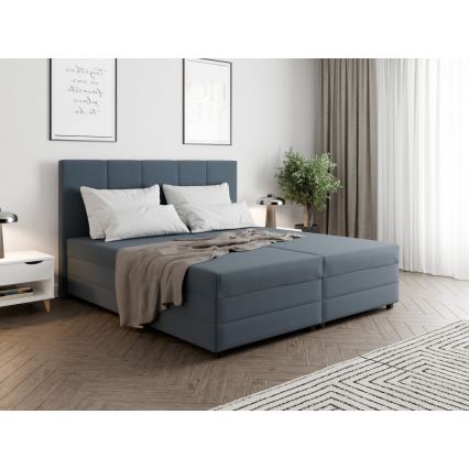 Cama almofadada com colchão de molas e espaço de arrumação ISABEL 160x200 cinzento