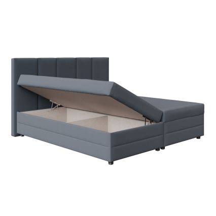 Cama almofadada com colchão de molas e espaço de arrumação ISABEL 160x200 cinzento