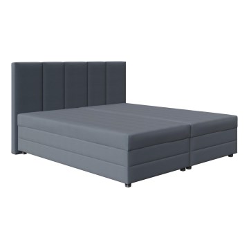 Cama almofadada com colchão de molas e espaço de arrumação ISABEL 180x200 cinzento
