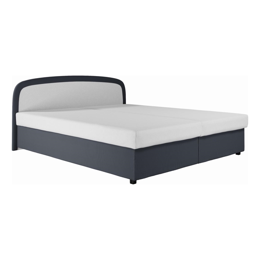 Cama almofadada com colchão de molas e espaço de arrumação MALIA 160x200 cinzento