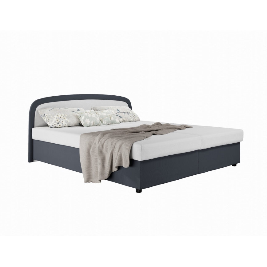 Cama almofadada com colchão de molas e espaço de arrumação MALIA 160x200 cinzento