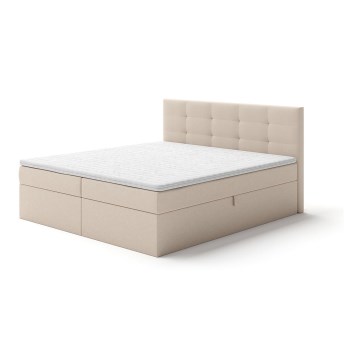 Cama almofadada com colchão e cobertura com espaço de armazenamento EMBER 160x200 cm bege