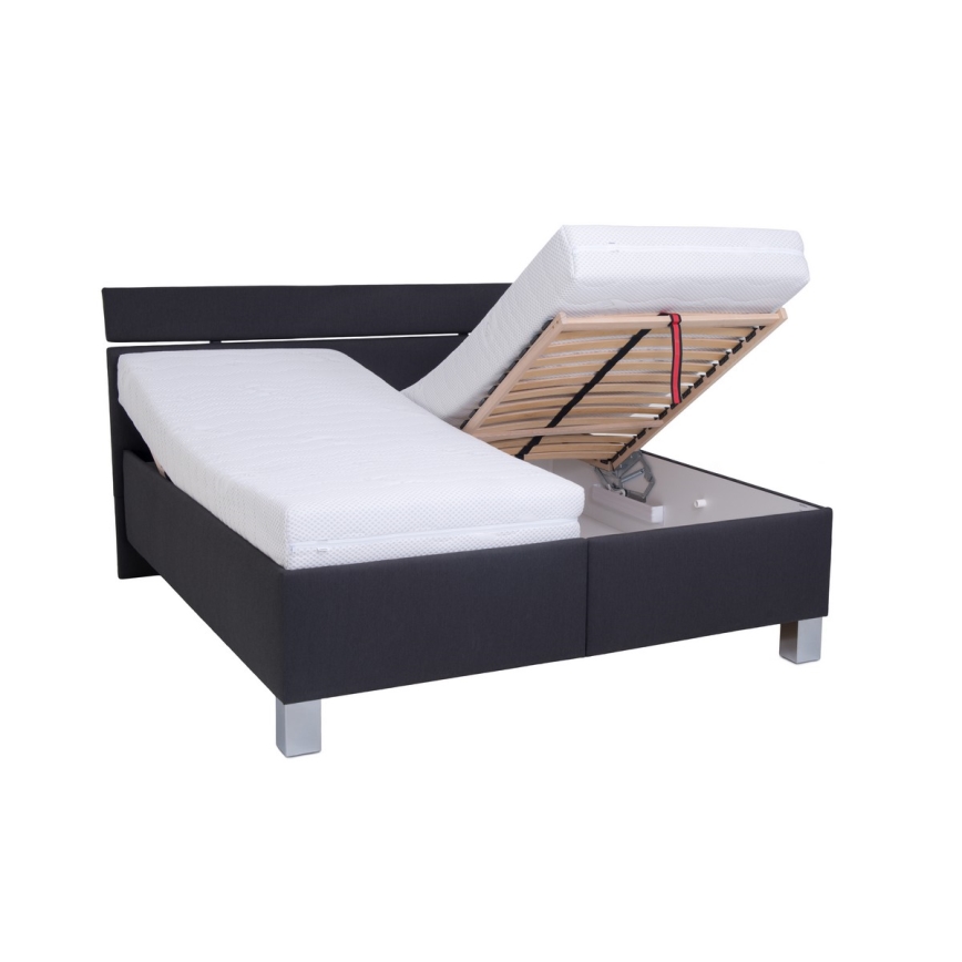 Cama almofadada com colchão e espaço de arrumação ALIS 160x200 cm antracite