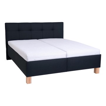 Cama almofadada com colchão e espaço de arrumação MARIA 160x200 cm antracite