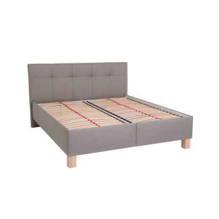 Cama almofadada com colchão e espaço de arrumação MARIA 160x200 cm taupe