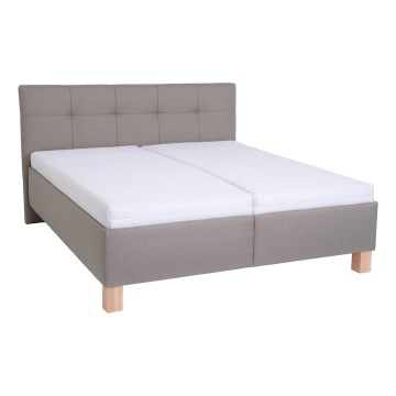 Cama almofadada com colchão e espaço de arrumação MARIA 180x200 cm taupe
