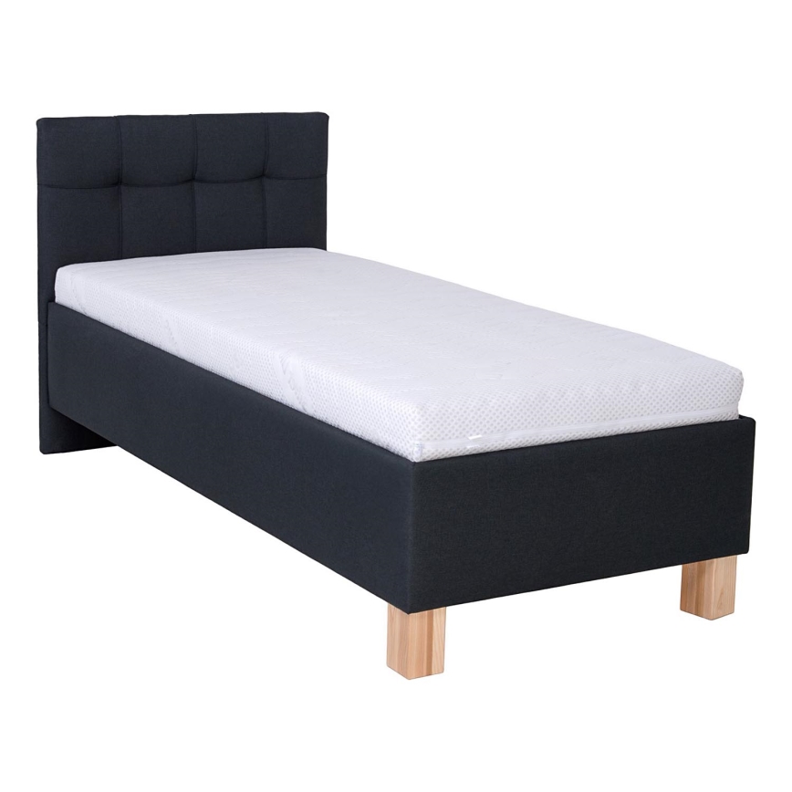 Cama almofadada com colchão e espaço de arrumação MARIA ONE 90x200 cm antracite