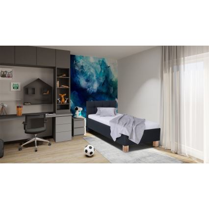 Cama almofadada com colchão e espaço de arrumação MARIA ONE 90x200 cm antracite