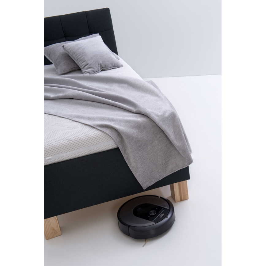 Cama almofadada com colchão e espaço de arrumação MARIA ONE 90x200 cm antracite